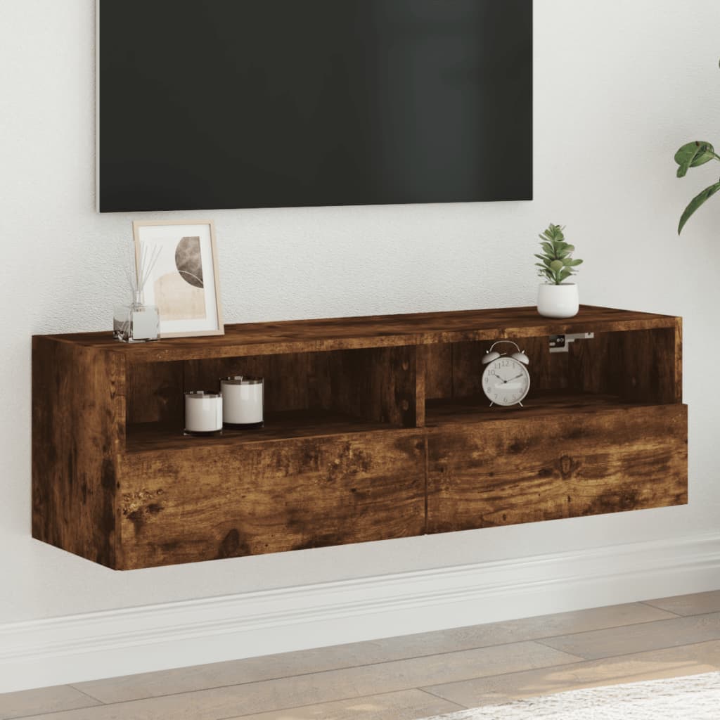 Tv-wandmeubel 100x30x30 cm bewerkt hout gerookt eikenkleurig is nu te koop bij PeponiXL, paradijselijk wonen!