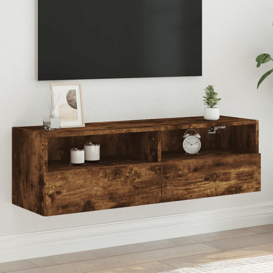 Tv-wandmeubel 100x30x30 cm bewerkt hout gerookt eikenkleurig is nu te koop bij PeponiXL, paradijselijk wonen!