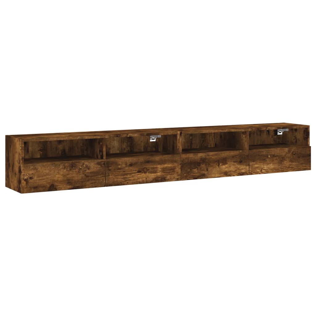 Tv-wandmeubels 2 st 100x30x30 cm bewerkt hout gerookt eiken is nu te koop bij PeponiXL, paradijselijk wonen!