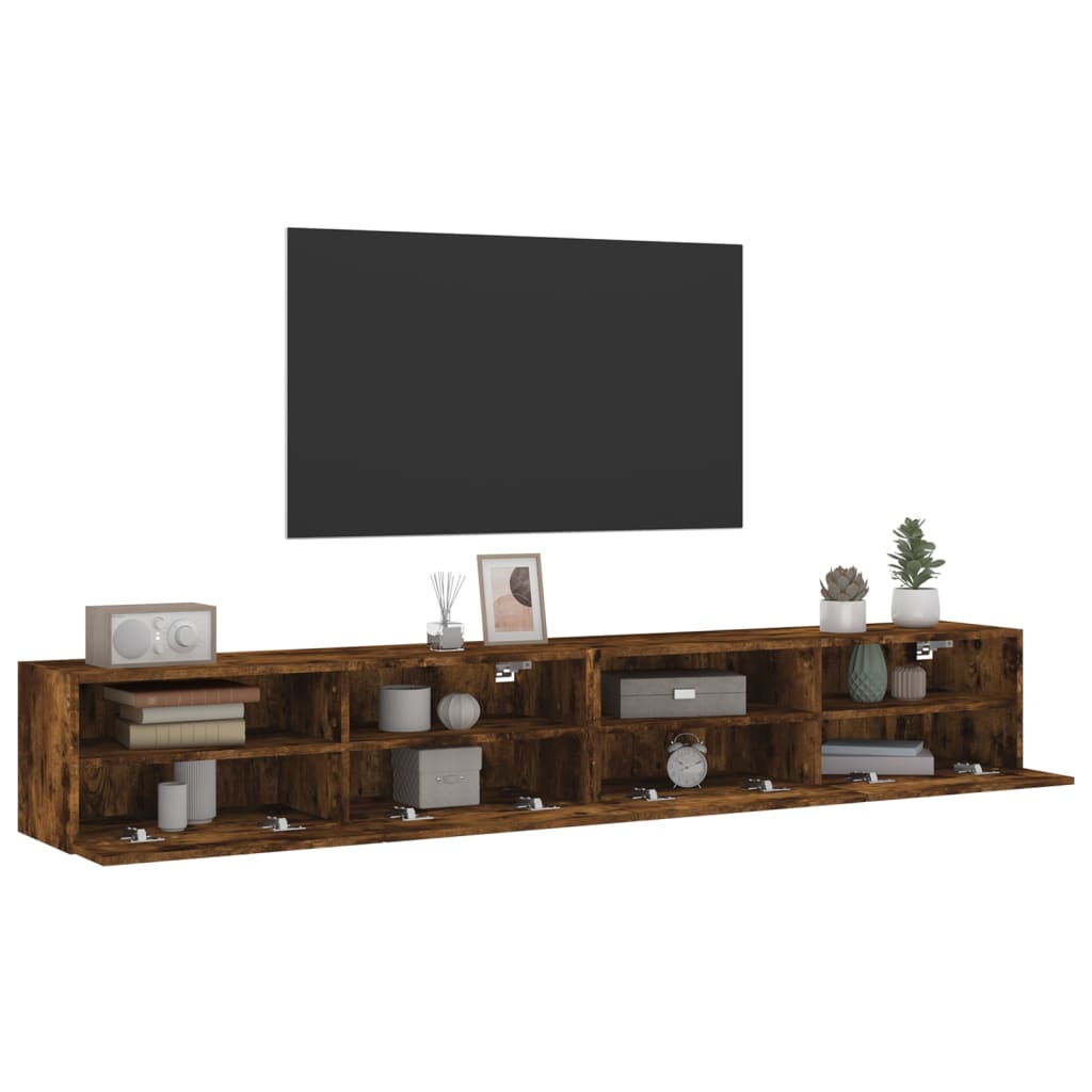 Tv-wandmeubels 2 st 100x30x30 cm bewerkt hout gerookt eiken is nu te koop bij PeponiXL, paradijselijk wonen!