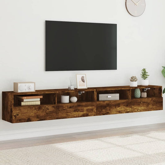 Tv-wandmeubels 2 st 100x30x30 cm bewerkt hout gerookt eiken is nu te koop bij PeponiXL, paradijselijk wonen!