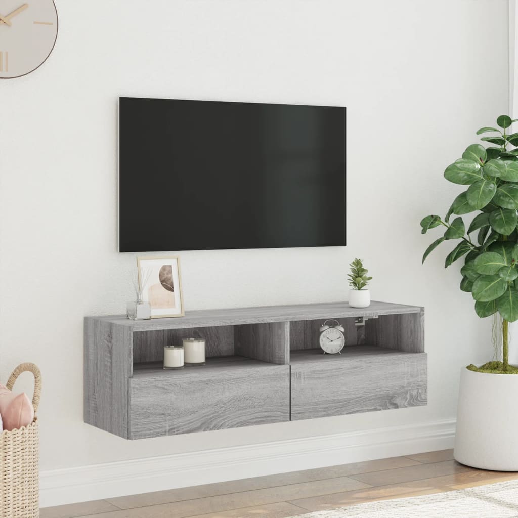 Tv-wandmeubel 100x30x30 cm bewerkt hout grijs sonoma is nu te koop bij PeponiXL, paradijselijk wonen!