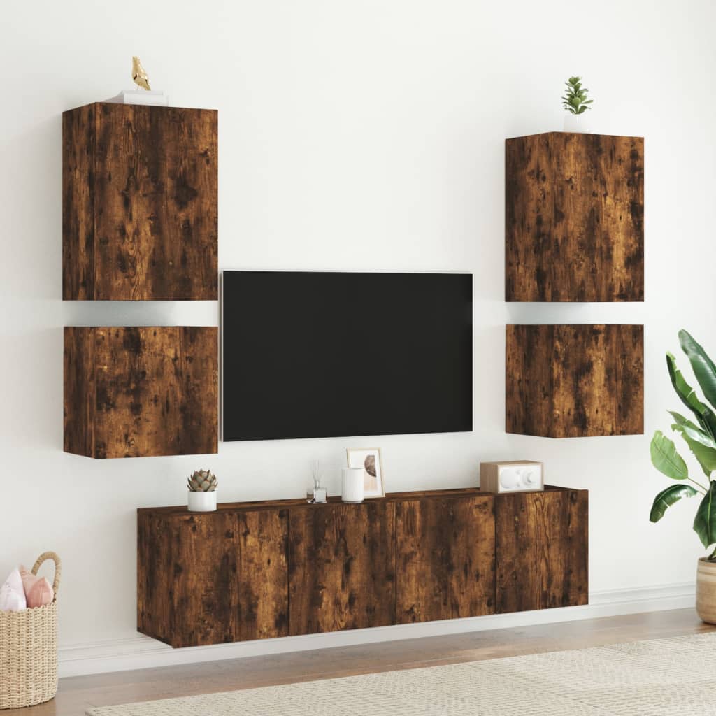 Tv-wandmeubel 40,5x30x40 cm bewerkt hout gerookt eikenkleurig is nu te koop bij PeponiXL, paradijselijk wonen!