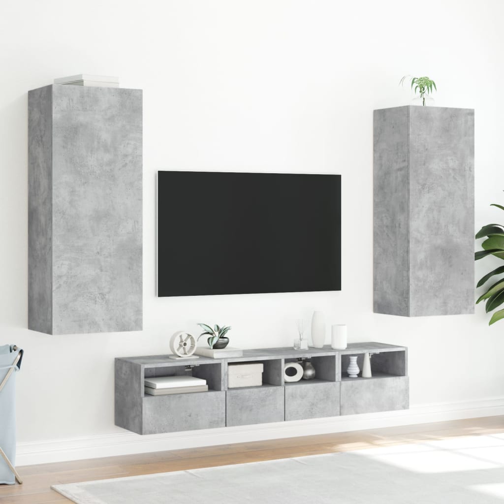 Tv-wandmeubel 40,5x30x102 cm bewerkt hout betongrijs is nu te koop bij PeponiXL, paradijselijk wonen!
