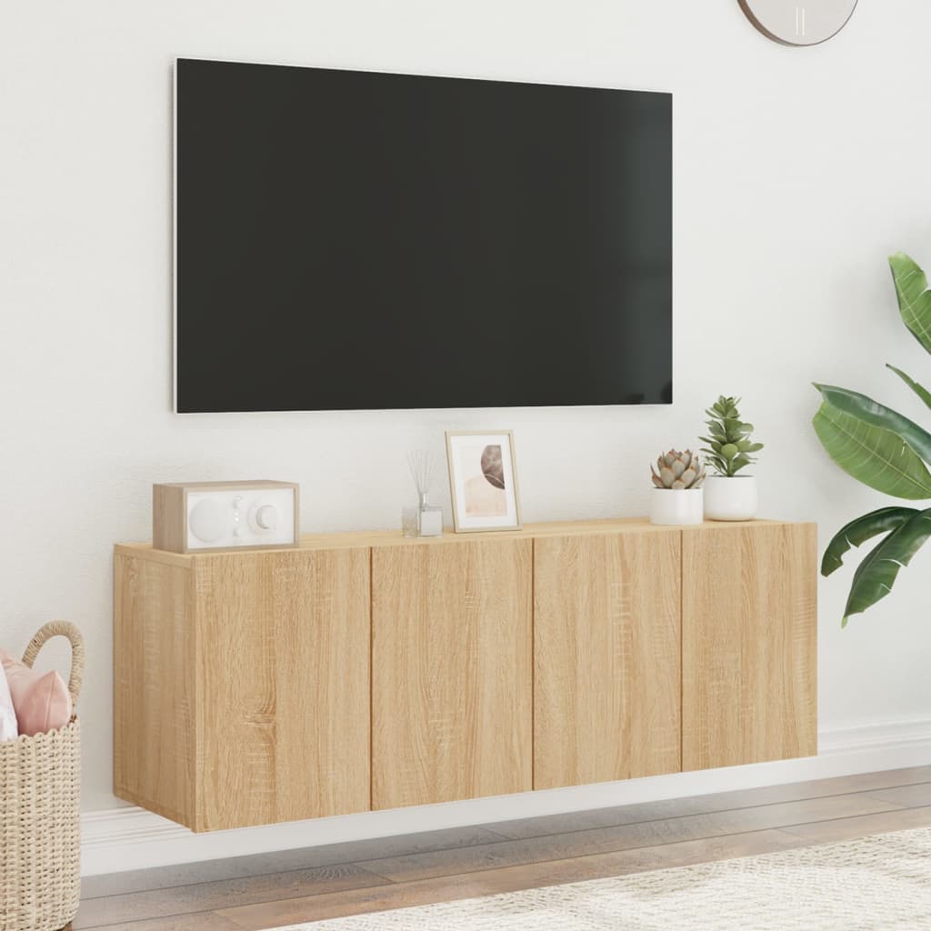 Tv-meubels 2 st wandgemonteerd 60x30x41 cm sonoma eikenkleurig is nu te koop bij PeponiXL, paradijselijk wonen!