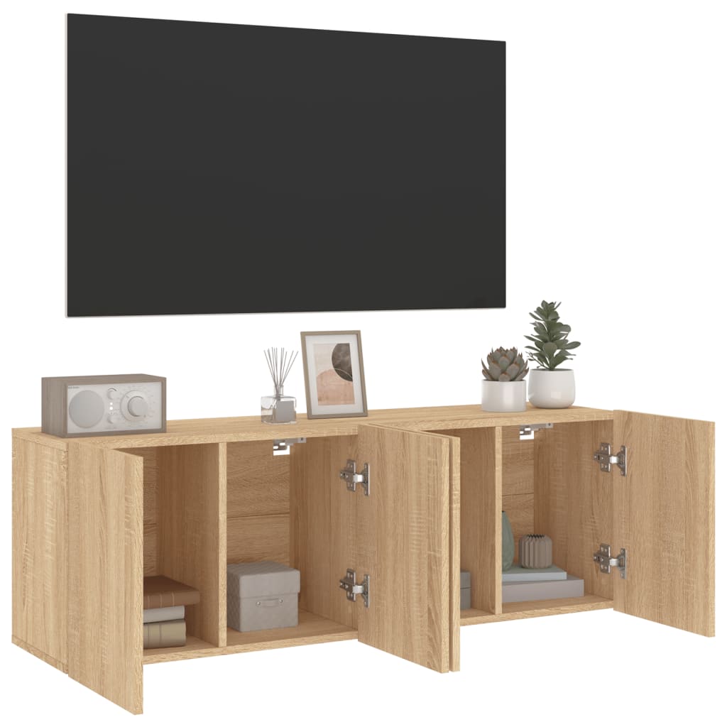 Tv-meubels 2 st wandgemonteerd 60x30x41 cm sonoma eikenkleurig is nu te koop bij PeponiXL, paradijselijk wonen!