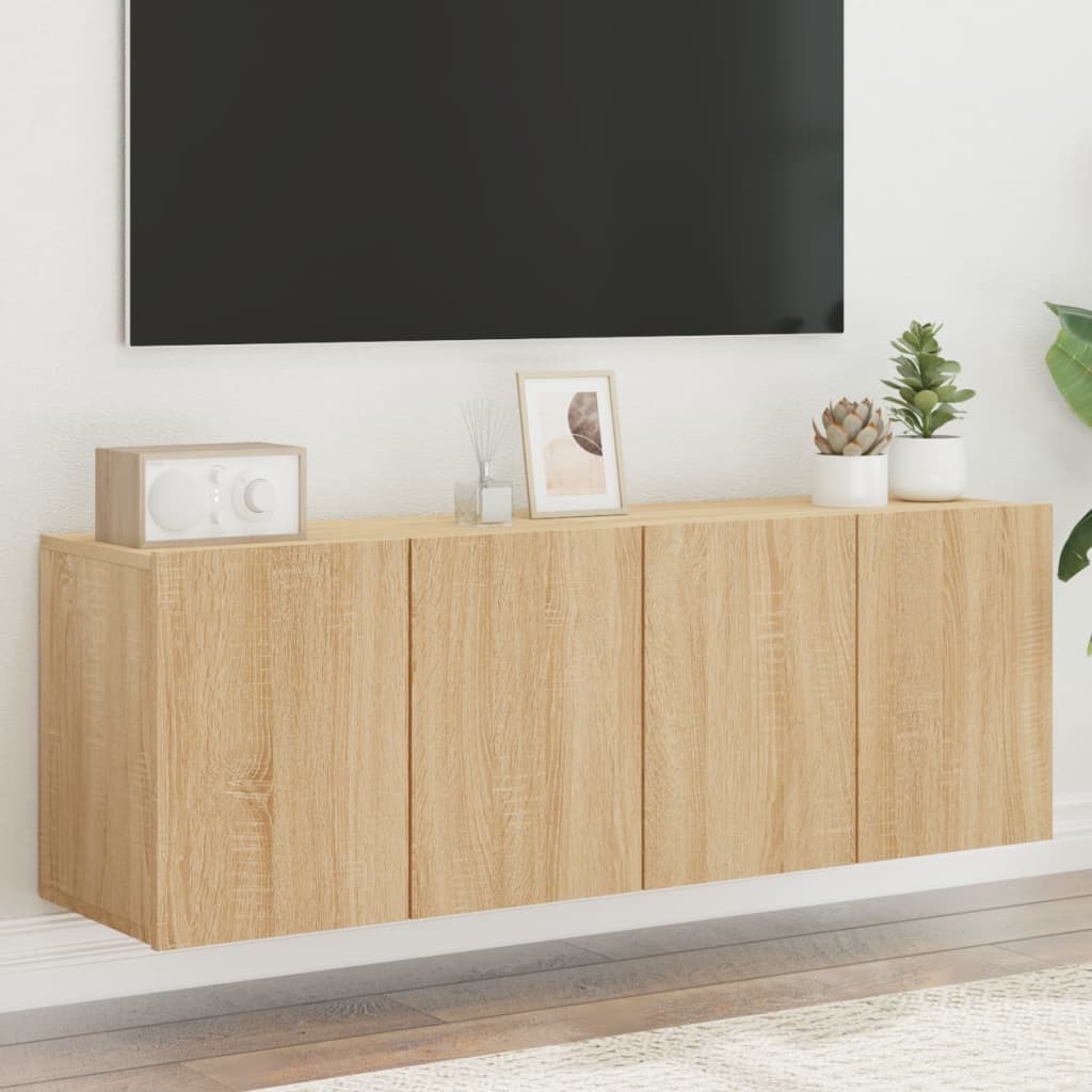 Tv-meubels 2 st wandgemonteerd 60x30x41 cm sonoma eikenkleurig is nu te koop bij PeponiXL, paradijselijk wonen!