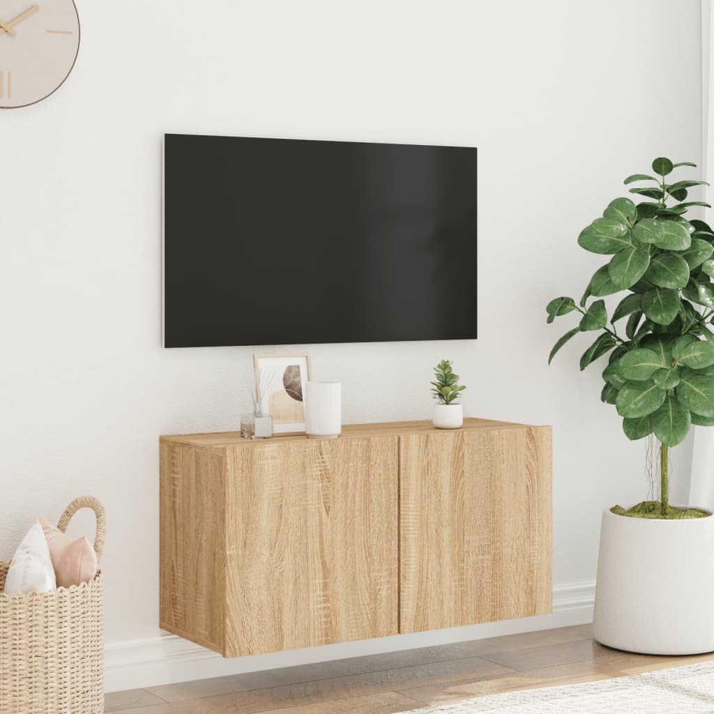 Tv-meubel wandgemonteerd 80x30x41 cm sonoma eikenkleurig is nu te koop bij PeponiXL, paradijselijk wonen!