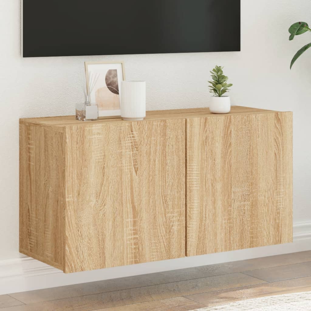 Tv-meubel wandgemonteerd 80x30x41 cm sonoma eikenkleurig is nu te koop bij PeponiXL, paradijselijk wonen!