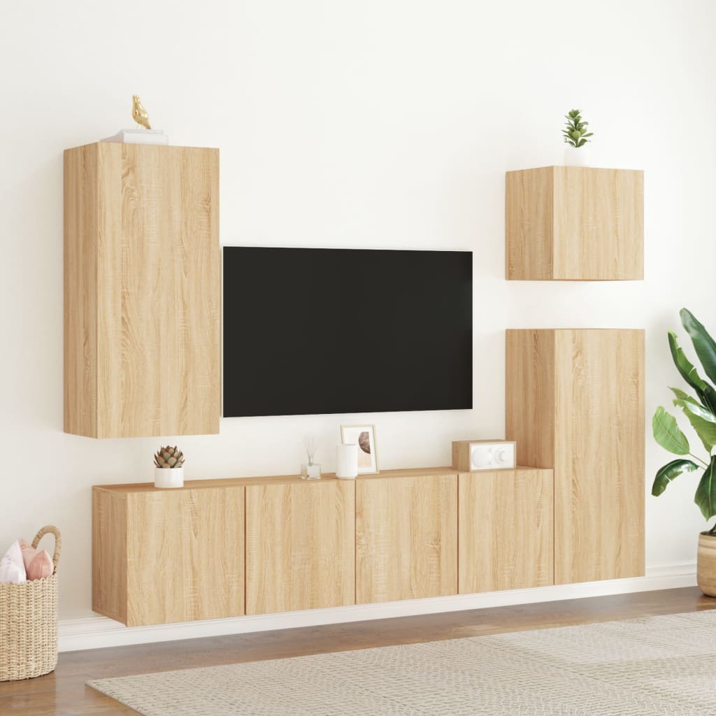 Tv-meubels 2 st wandgemonteerd 80x30x41 cm sonoma eikenkleurig is nu te koop bij PeponiXL, paradijselijk wonen!