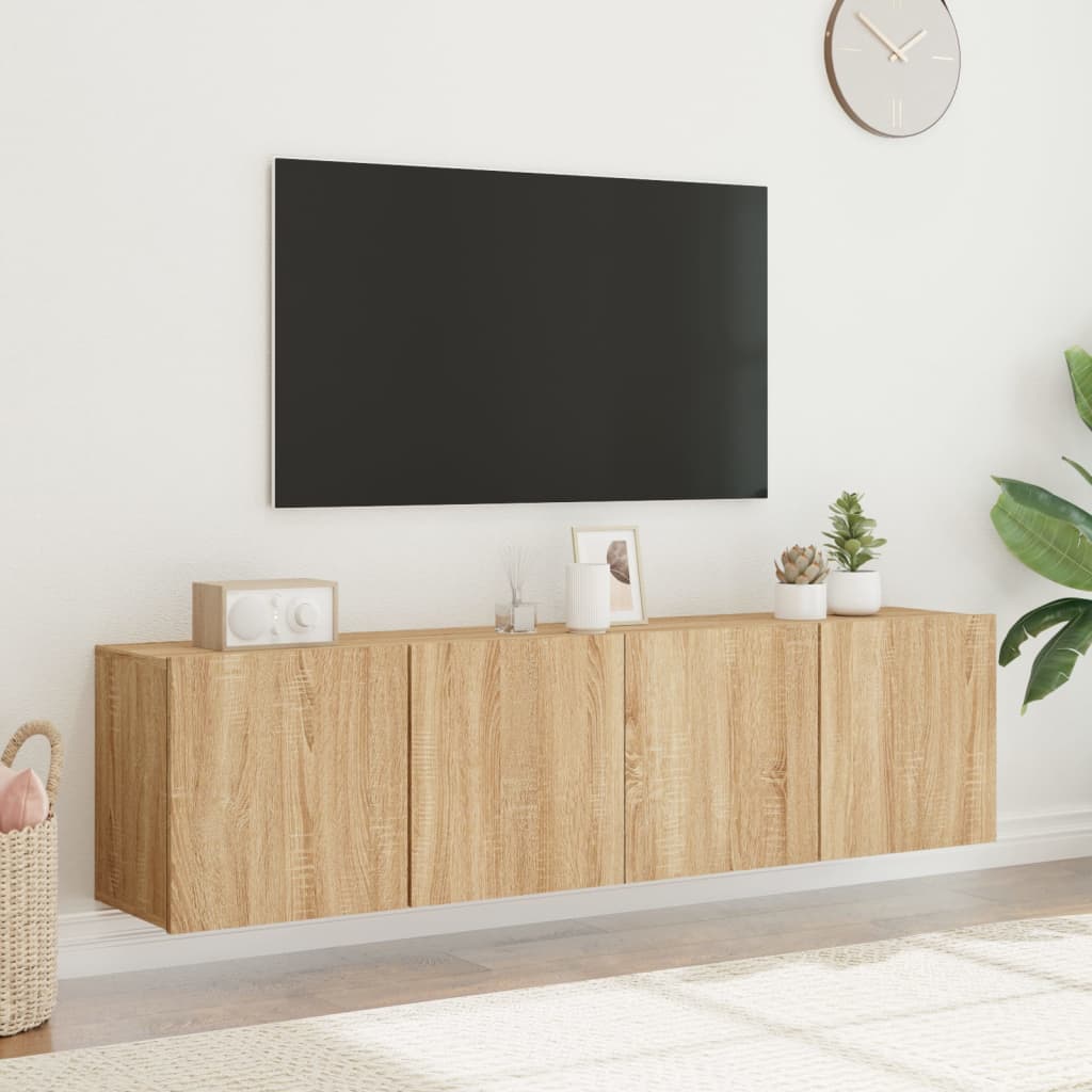 Tv-meubels 2 st wandgemonteerd 80x30x41 cm sonoma eikenkleurig is nu te koop bij PeponiXL, paradijselijk wonen!