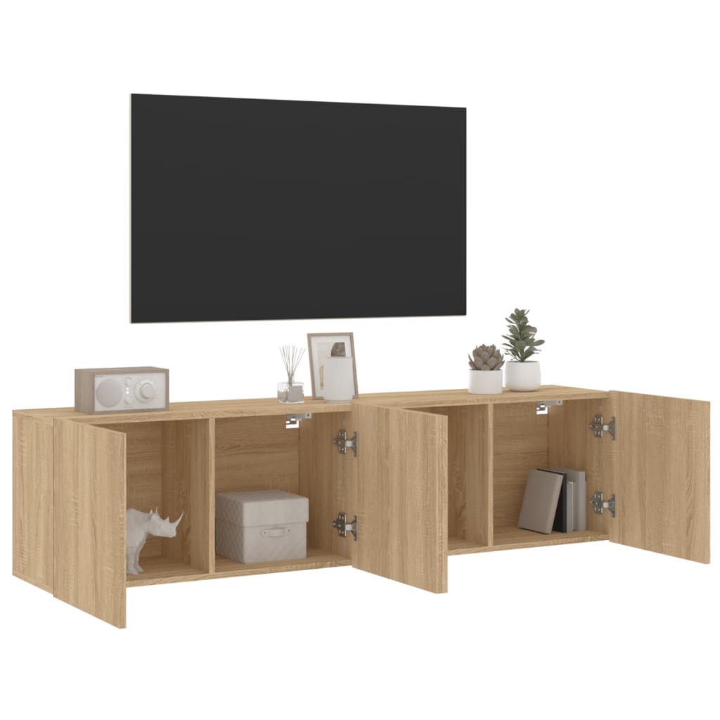 Tv-meubels 2 st wandgemonteerd 80x30x41 cm sonoma eikenkleurig is nu te koop bij PeponiXL, paradijselijk wonen!