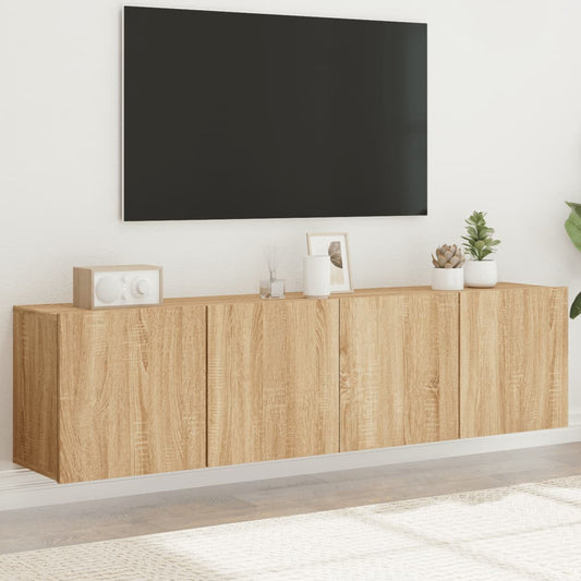 Tv-meubels 2 st wandgemonteerd 80x30x41 cm sonoma eikenkleurig is nu te koop bij PeponiXL, paradijselijk wonen!