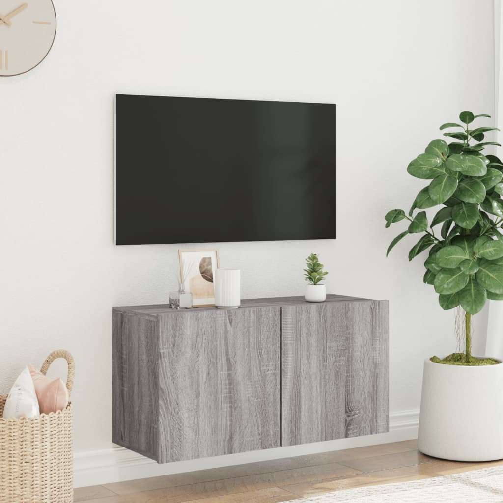 Tv-meubel wandgemonteerd 80x30x41 cm grijs sonoma eikenkleurig is nu te koop bij PeponiXL, paradijselijk wonen!