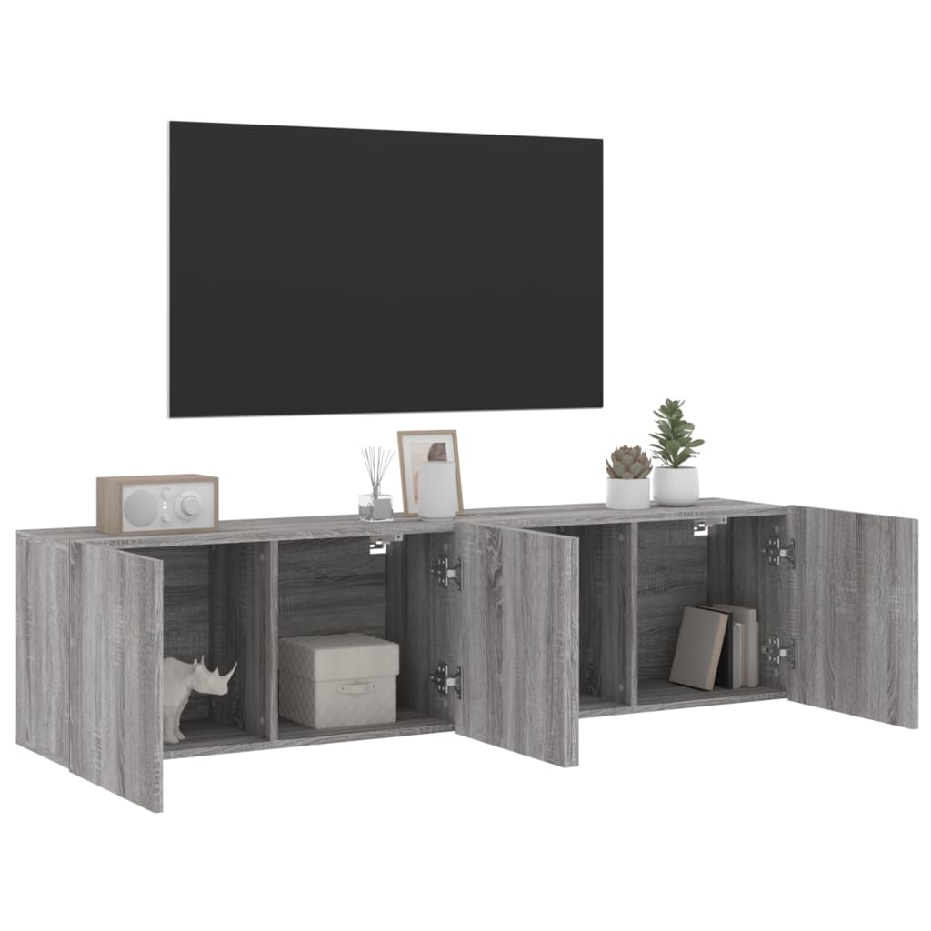 Tv-meubels 2 st wandgemonteerd 80x30x41 cm grijs sonoma eiken is nu te koop bij PeponiXL, paradijselijk wonen!