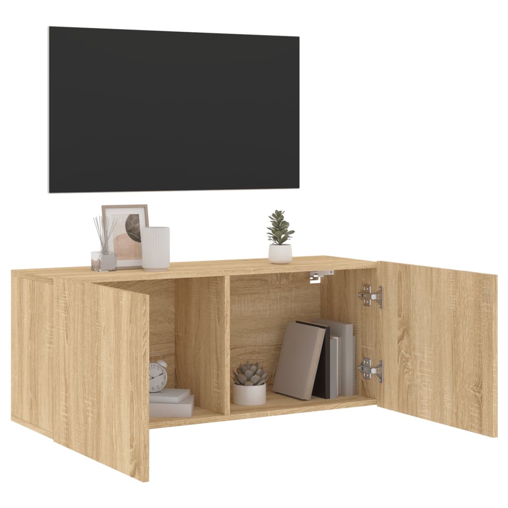 Tv-meubel wandgemonteerd 100x30x41 cm sonoma eikenkleurig is nu te koop bij PeponiXL, paradijselijk wonen!