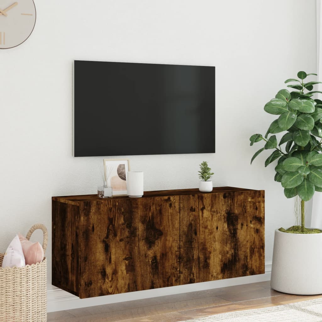 Tv-meubel wandgemonteerd 100x30x41 cm gerookt eikenkleurig is nu te koop bij PeponiXL, paradijselijk wonen!