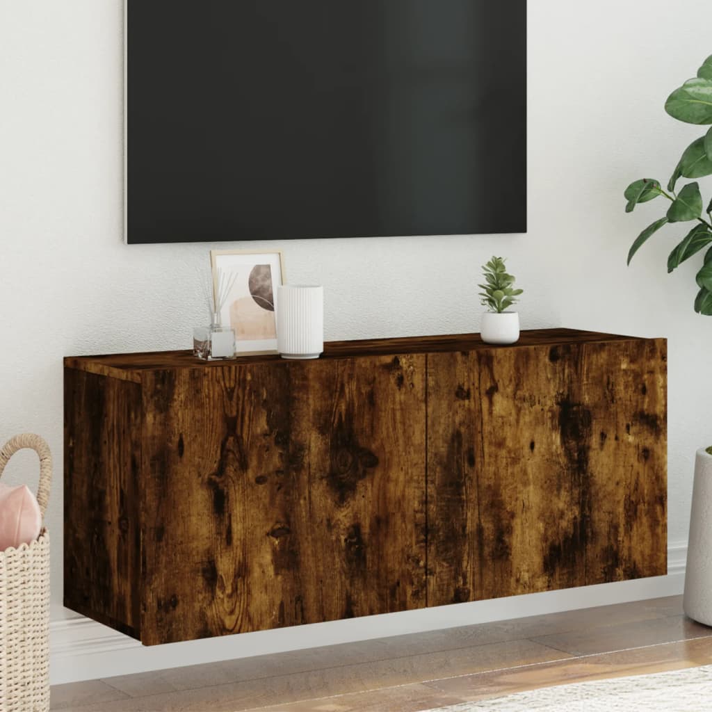 Tv-meubel wandgemonteerd 100x30x41 cm gerookt eikenkleurig is nu te koop bij PeponiXL, paradijselijk wonen!