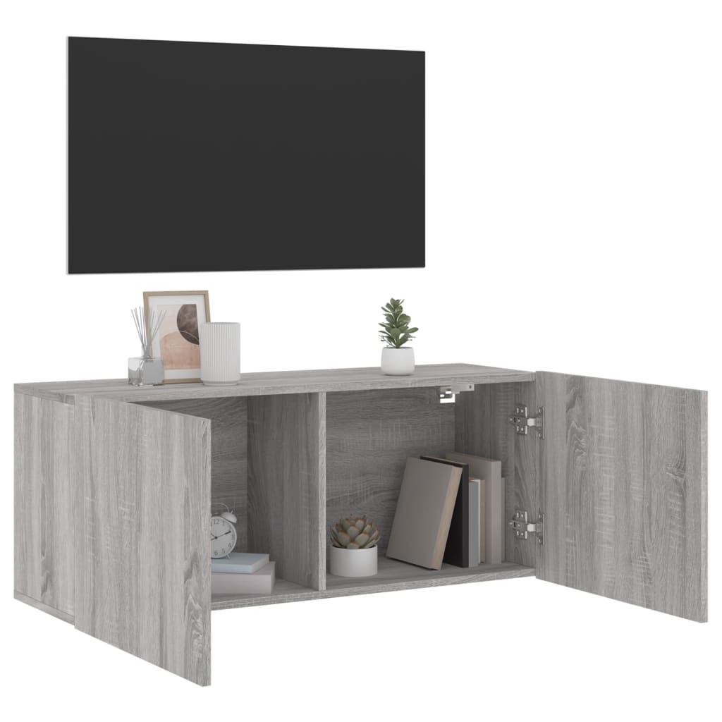 Tv-meubel wandgemonteerd 100x30x41 cm grijs sonoma eikenkleurig is nu te koop bij PeponiXL, paradijselijk wonen!