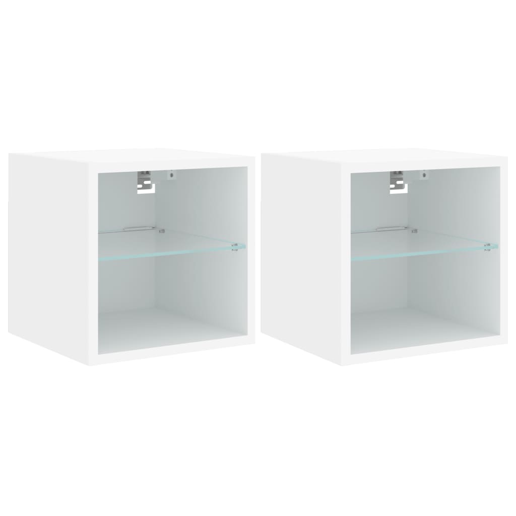 Tv-wandmeubels met LED-verlichting 2 st 30x28,5x30 cm wit is nu te koop bij PeponiXL, paradijselijk wonen!