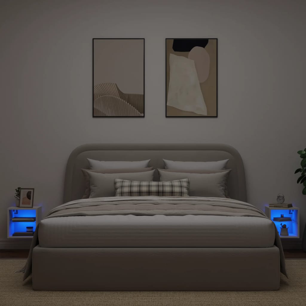 Tv-wandmeubels met LED-verlichting 2 st 30x28,5x30 cm wit is nu te koop bij PeponiXL, paradijselijk wonen!