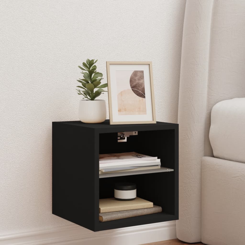 Tv-wandmeubel met LED-verlichting 30x28,5x30 cm zwart is nu te koop bij PeponiXL, paradijselijk wonen!