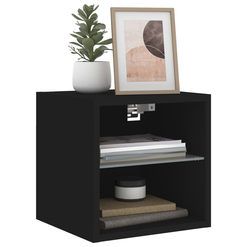 Tv-wandmeubel met LED-verlichting 30x28,5x30 cm zwart is nu te koop bij PeponiXL, paradijselijk wonen!