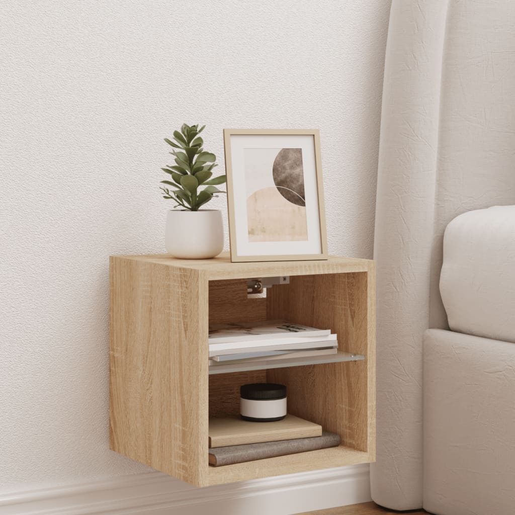 Tv-wandmeubel met LED-verlichting 30x28,5x30 cm sonoma eiken is nu te koop bij PeponiXL, paradijselijk wonen!