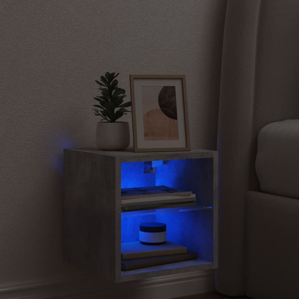 Tv-wandmeubel met LED-verlichting 30x28,5x30 cm betongrijs is nu te koop bij PeponiXL, paradijselijk wonen!