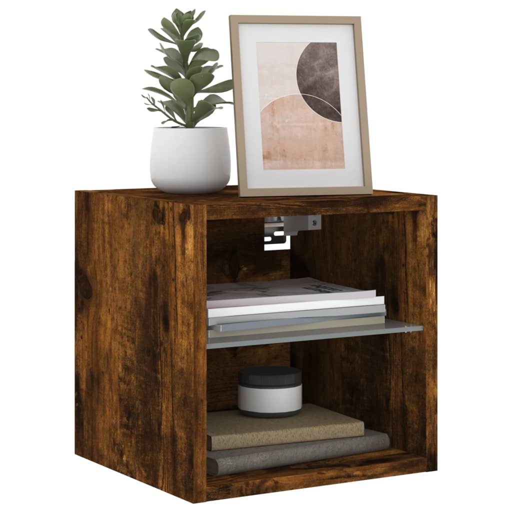 Tv-wandmeubel met LED-verlichting 30x28,5x30 cm gerookt eiken is nu te koop bij PeponiXL, paradijselijk wonen!