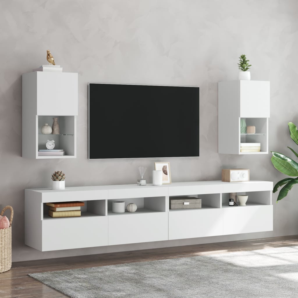 Tv-meubelen 2 st met LED-verlichting 30,5x30x60 cm wit is nu te koop bij PeponiXL, paradijselijk wonen!
