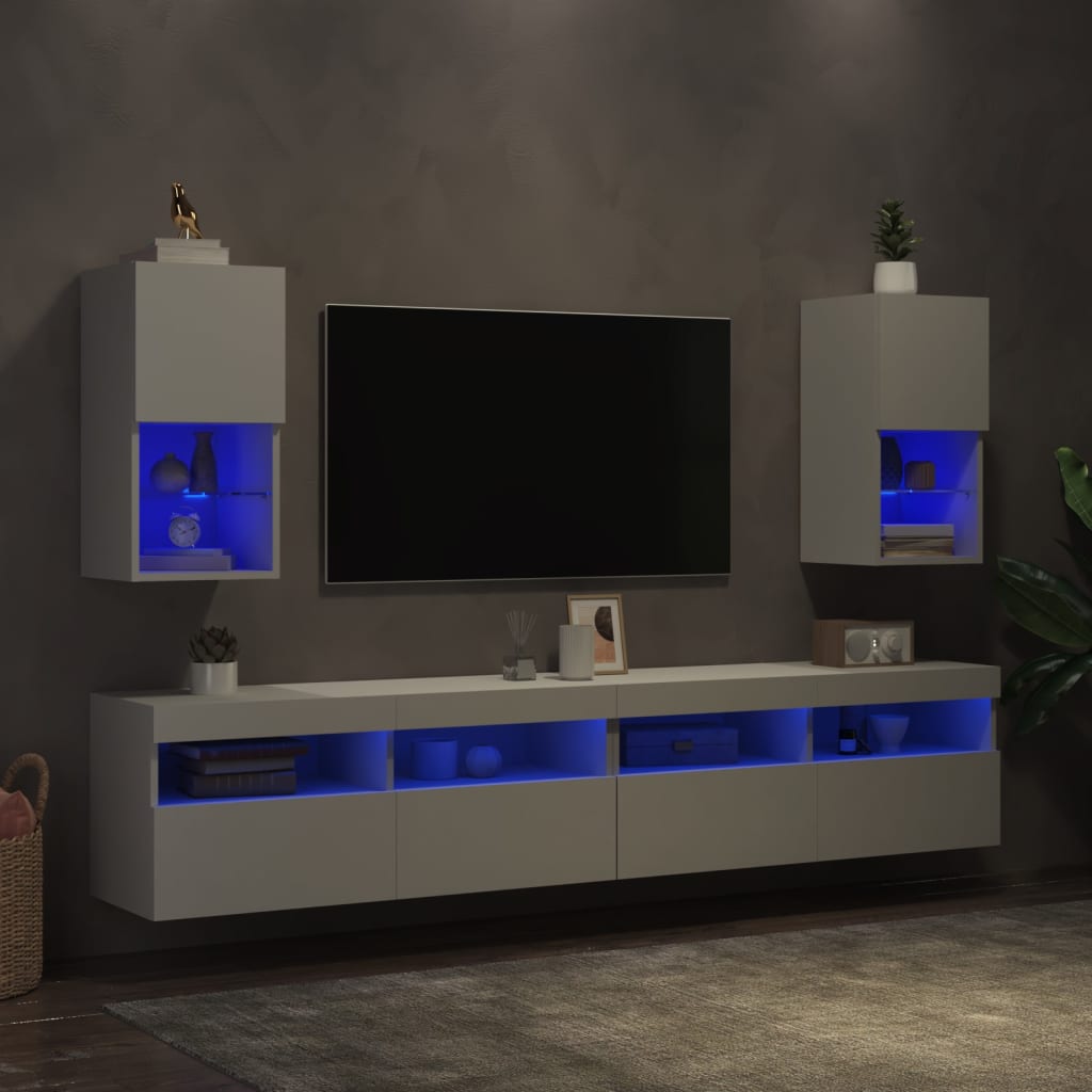 Tv-meubelen 2 st met LED-verlichting 30,5x30x60 cm wit is nu te koop bij PeponiXL, paradijselijk wonen!