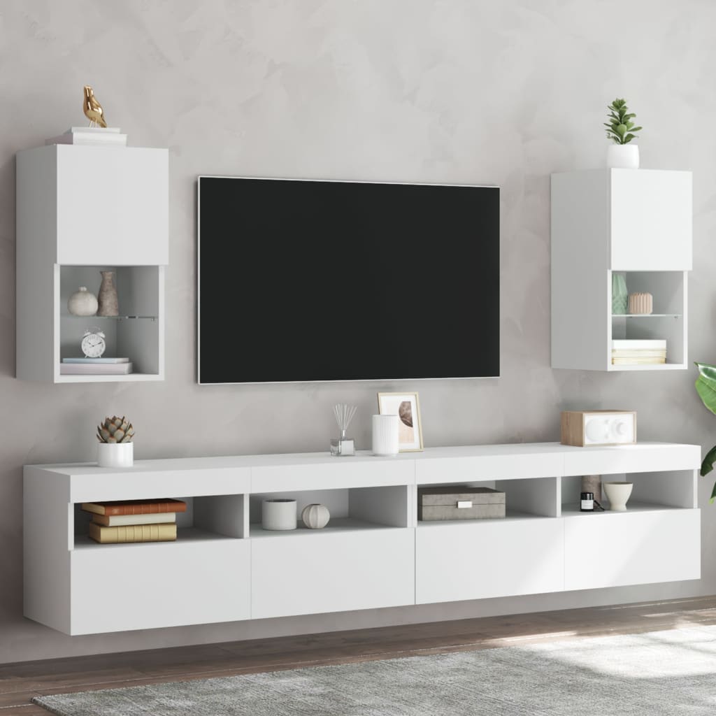 Tv-meubelen 2 st met LED-verlichting 30,5x30x60 cm wit is nu te koop bij PeponiXL, paradijselijk wonen!