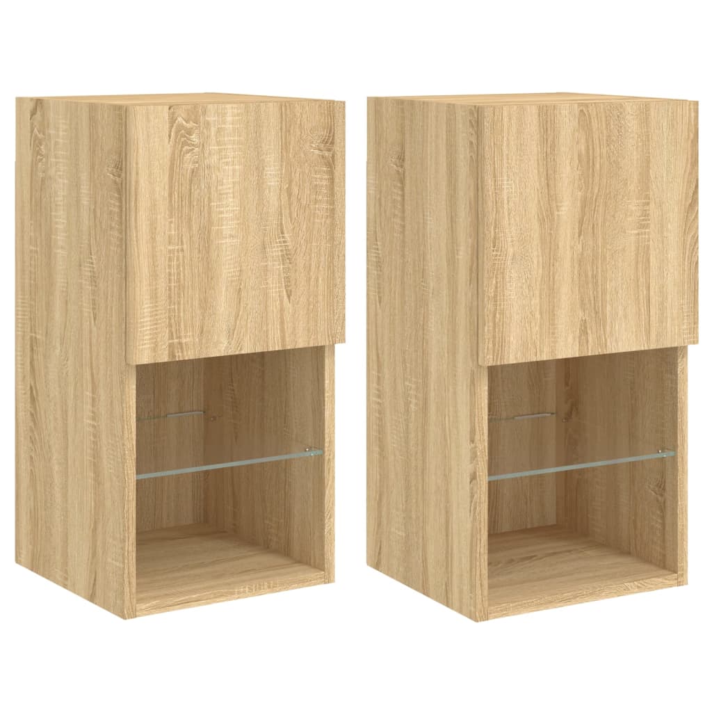 Tv-meubelen 2 st LED-verlichting 30,5x30x60 cm sonoma eiken is nu te koop bij PeponiXL, paradijselijk wonen!