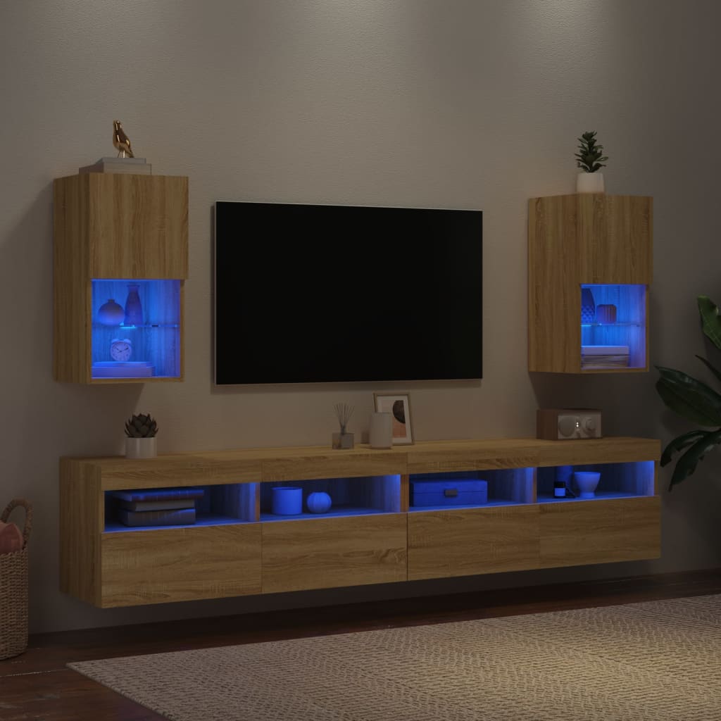 Tv-meubelen 2 st LED-verlichting 30,5x30x60 cm sonoma eiken is nu te koop bij PeponiXL, paradijselijk wonen!