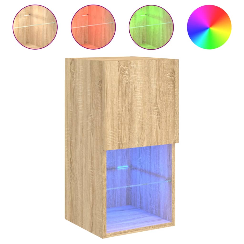 Tv-meubelen 2 st LED-verlichting 30,5x30x60 cm sonoma eiken is nu te koop bij PeponiXL, paradijselijk wonen!