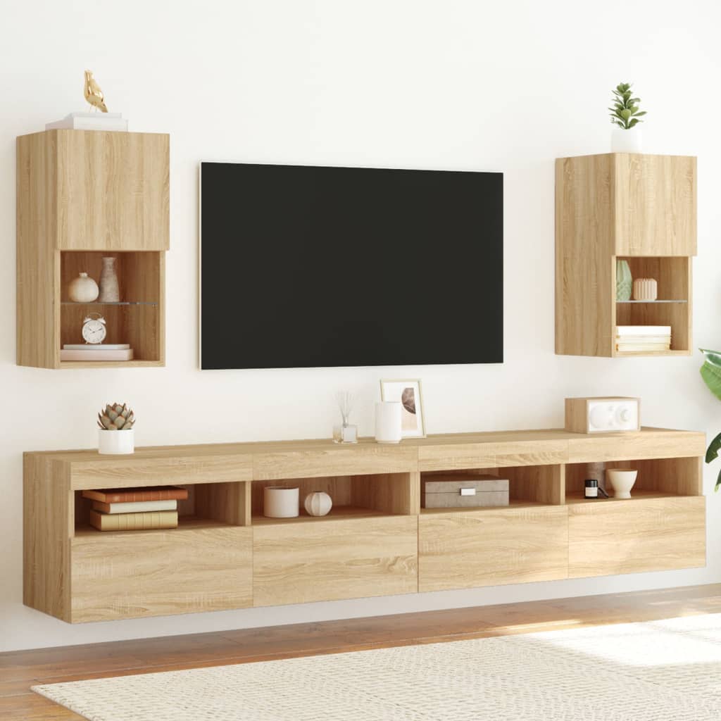 Tv-meubelen 2 st LED-verlichting 30,5x30x60 cm sonoma eiken is nu te koop bij PeponiXL, paradijselijk wonen!