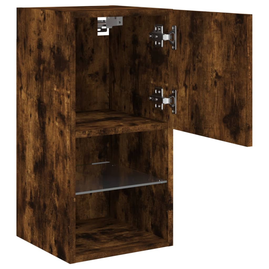 Tv-meubelen 2 st LED-verlichting 30,5x30x60 cm gerookt eiken is nu te koop bij PeponiXL, paradijselijk wonen!