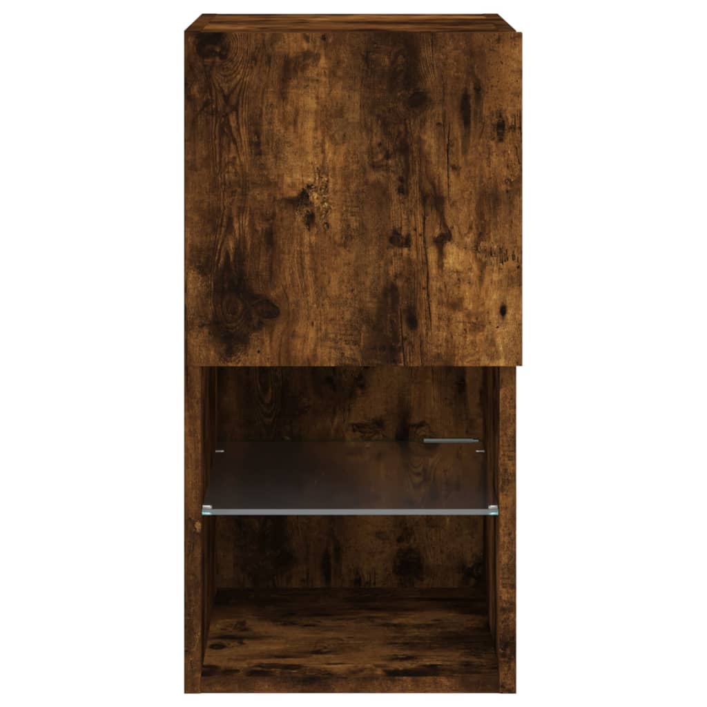 Tv-meubelen 2 st LED-verlichting 30,5x30x60 cm gerookt eiken is nu te koop bij PeponiXL, paradijselijk wonen!