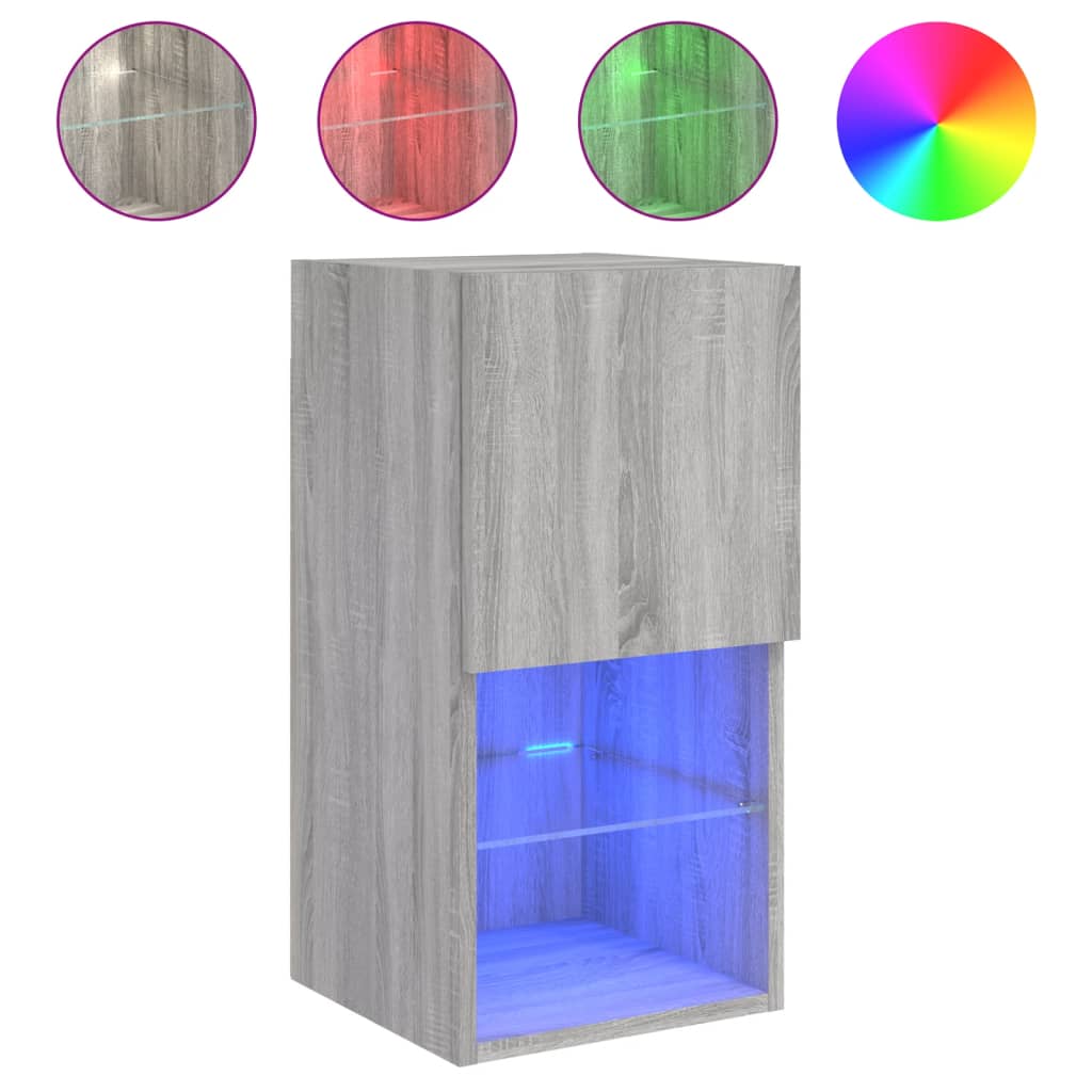 Tv-meubel met LED-verlichting 30,5x30x60 cm grijs sonoma eiken is nu te koop bij PeponiXL, paradijselijk wonen!