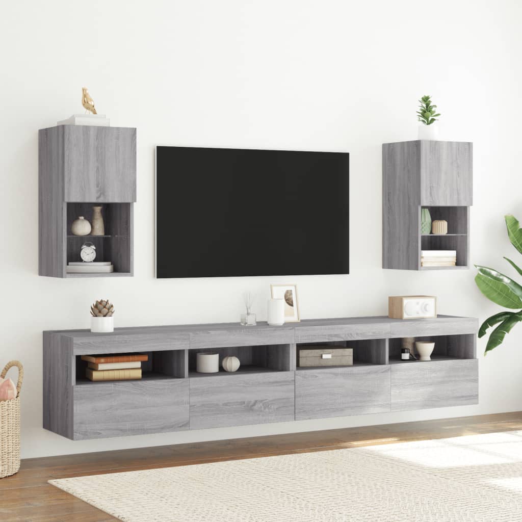 Tv-meubel met LED-verlichting 30,5x30x60 cm grijs sonoma eiken is nu te koop bij PeponiXL, paradijselijk wonen!