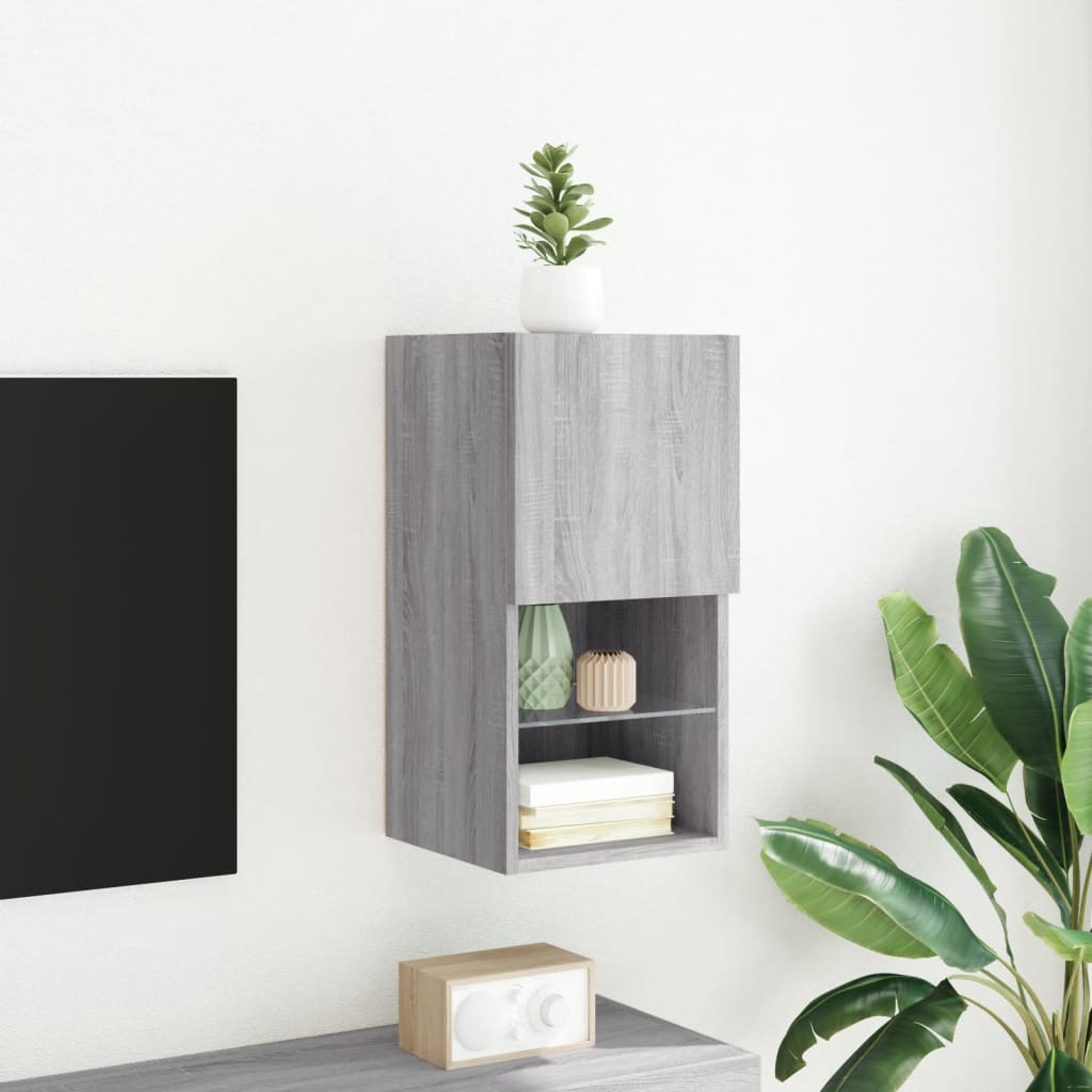 Tv-meubel met LED-verlichting 30,5x30x60 cm grijs sonoma eiken is nu te koop bij PeponiXL, paradijselijk wonen!