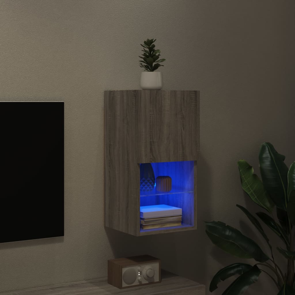Tv-meubel met LED-verlichting 30,5x30x60 cm grijs sonoma eiken is nu te koop bij PeponiXL, paradijselijk wonen!