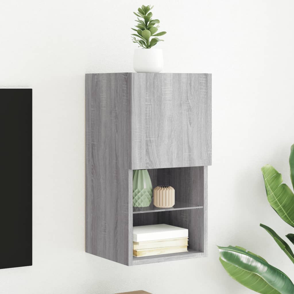 Tv-meubel met LED-verlichting 30,5x30x60 cm grijs sonoma eiken is nu te koop bij PeponiXL, paradijselijk wonen!