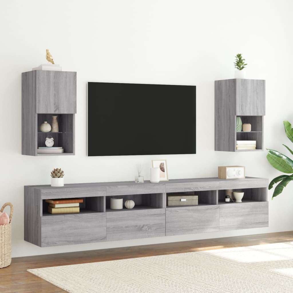 Tv-meubelen 2 st met LED-verlichting 30,5x30x60 cm grijs sonoma is nu te koop bij PeponiXL, paradijselijk wonen!