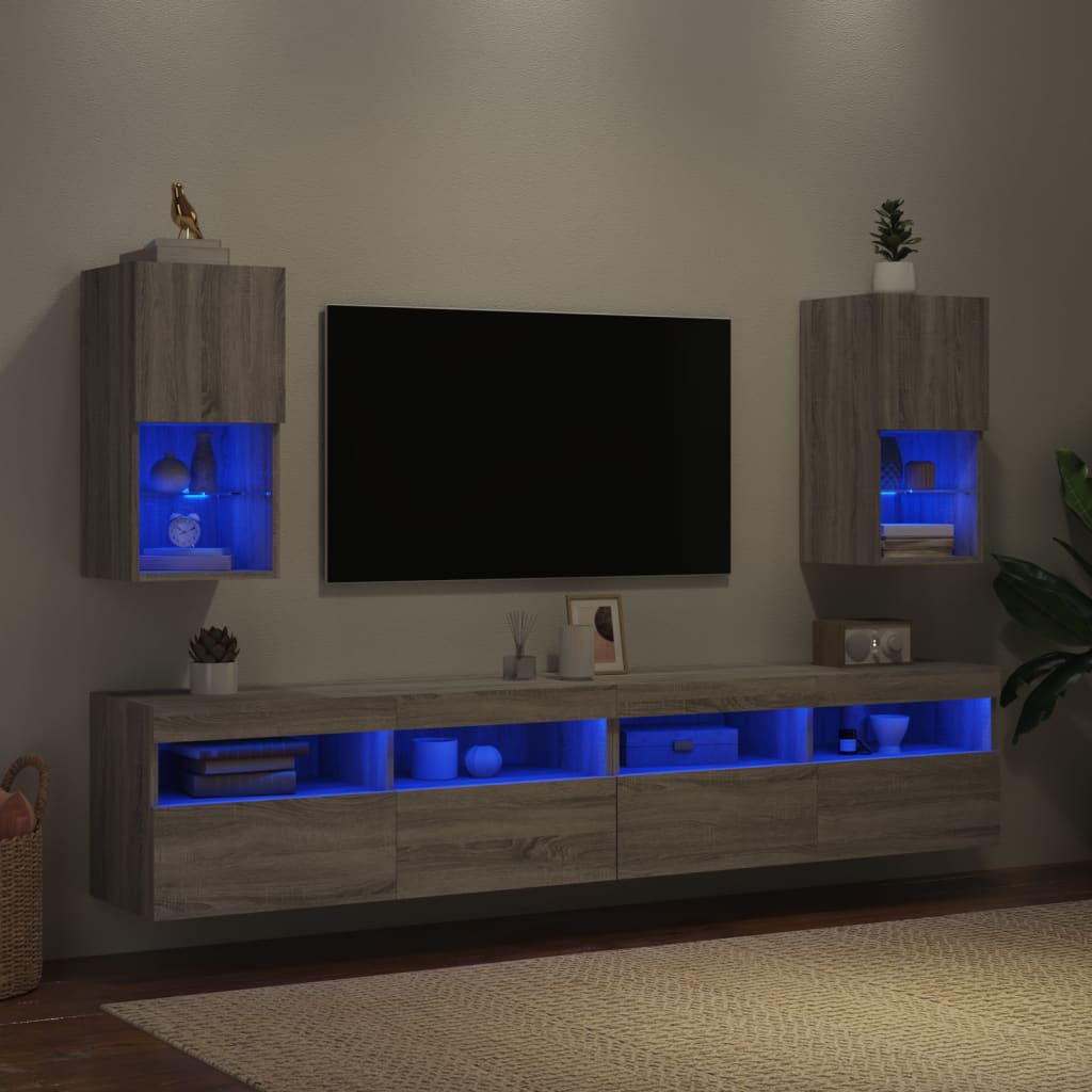 Tv-meubelen 2 st met LED-verlichting 30,5x30x60 cm grijs sonoma is nu te koop bij PeponiXL, paradijselijk wonen!