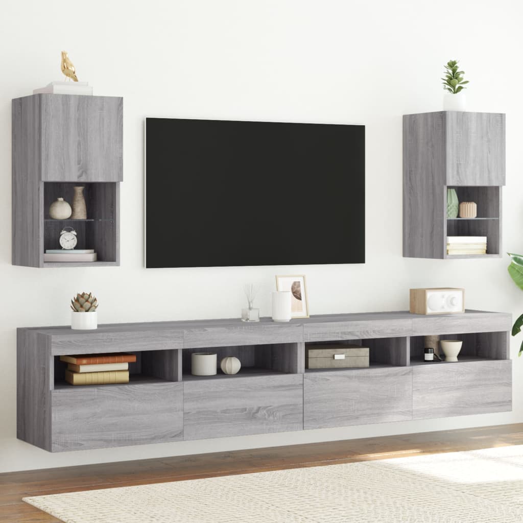 Tv-meubelen 2 st met LED-verlichting 30,5x30x60 cm grijs sonoma is nu te koop bij PeponiXL, paradijselijk wonen!