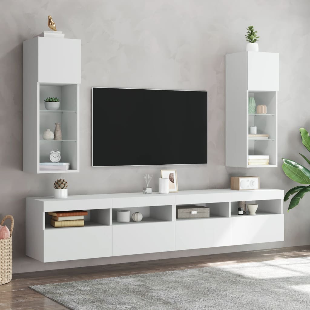 Tv-meubel met LED-verlichting 30,5x30x90 cm wit is nu te koop bij PeponiXL, paradijselijk wonen!