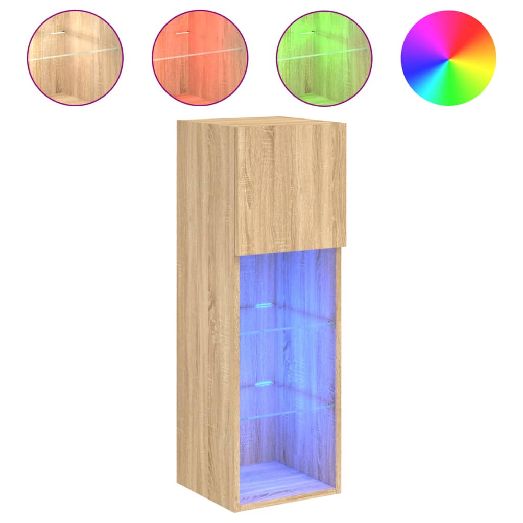 Tv-meubel met LED-verlichting 30,5x30x90 cm sonoma eikenkleurig is nu te koop bij PeponiXL, paradijselijk wonen!