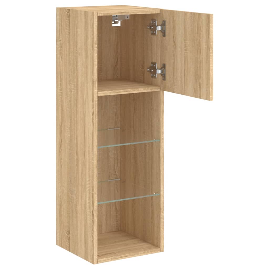 Tv-meubel met LED-verlichting 30,5x30x90 cm sonoma eikenkleurig is nu te koop bij PeponiXL, paradijselijk wonen!